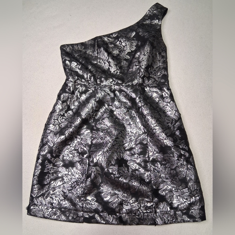 Kismet Elegant One-Shoulder Dress in Black and Silver
